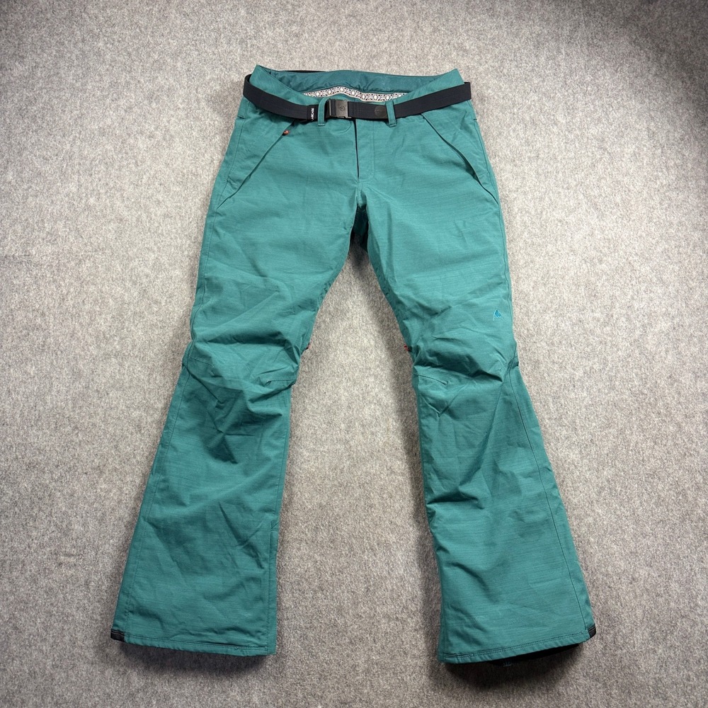 Burton Women's M Teal Society Snowboard Pants Thermolite Arcade Belt
